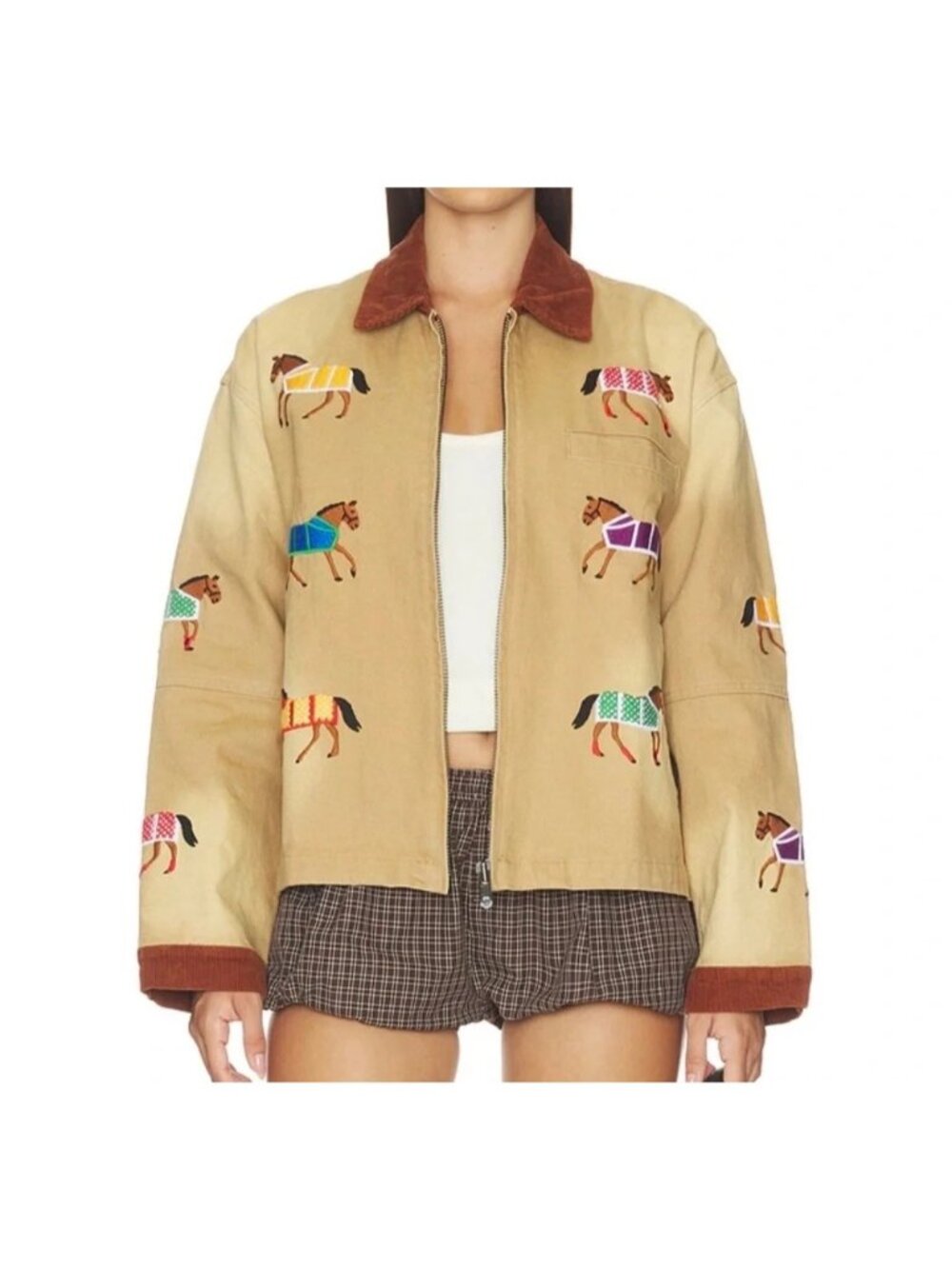 Found Lariat Horse Embroidered Jacket Vintage Rustic Heritage Country Womens M